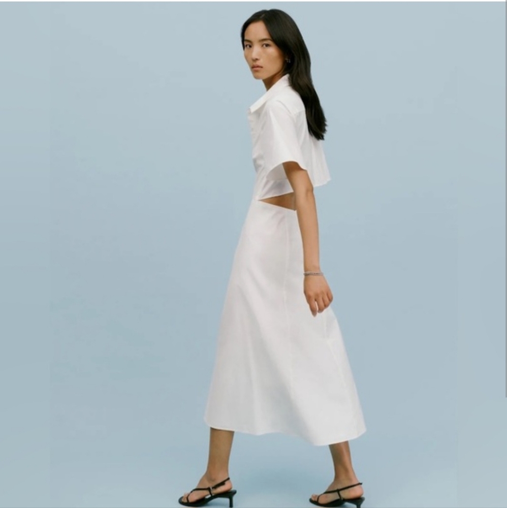 Reformation White A-Line Midi dress with open back